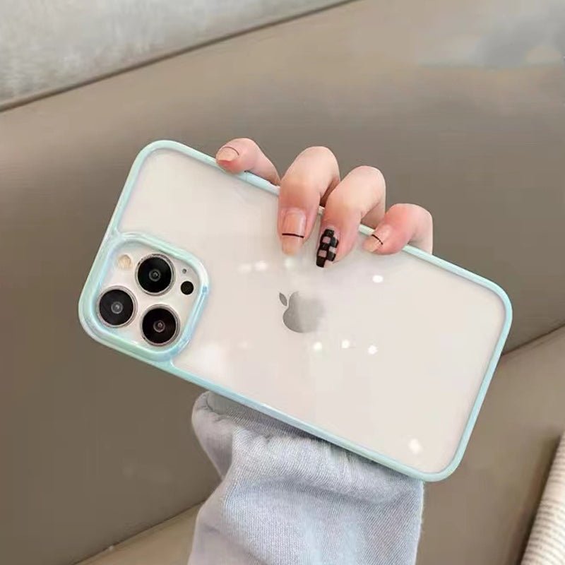 Cute Gradient Laser Frame Clear Soft iPhone Case