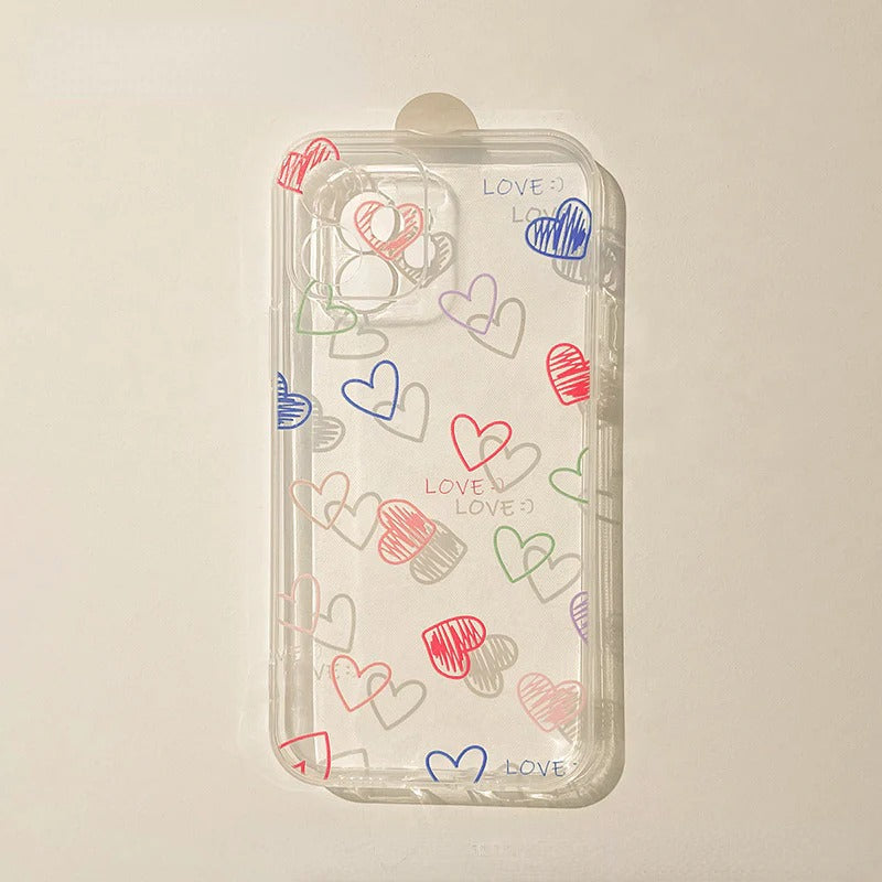 Cute Colorful Love Heart Clear Soft iPhone Case