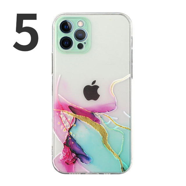 Fashion Marble Camera Lens Protection Shockproof Clear Soft iPhone Case