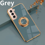 Plating Silicone With Ring Holder Stand Samsung Case