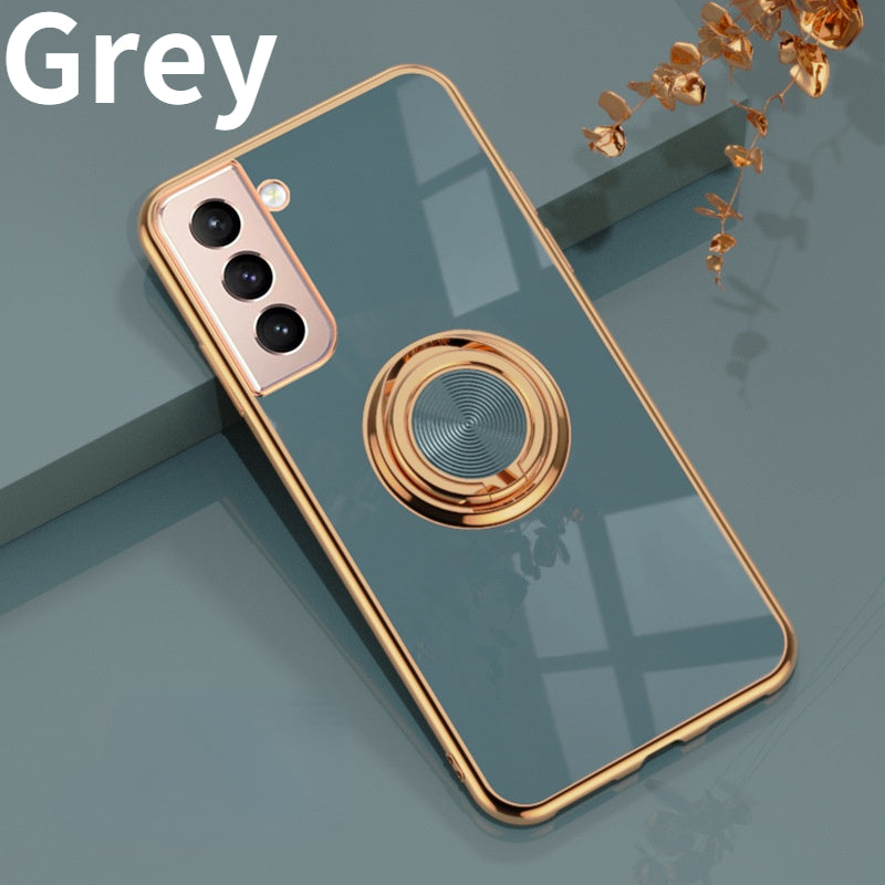 Plating Silicone With Ring Holder Stand Samsung Case