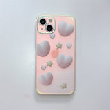 Electroplated Cloud Love Heart Colorful Soft iPhone Case