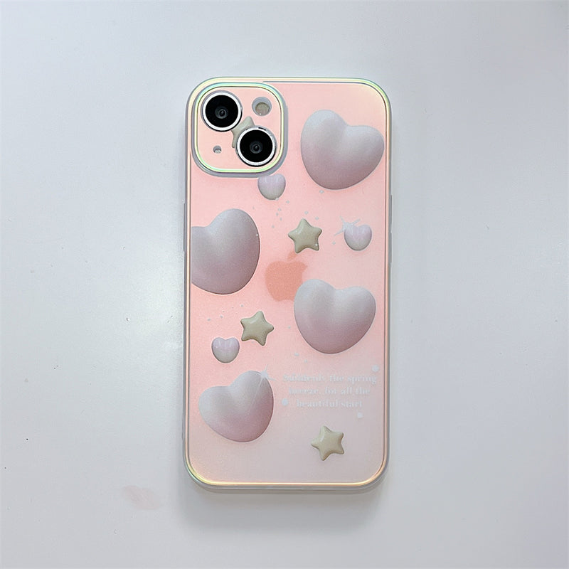 Electroplated Cloud Love Heart Colorful Soft iPhone Case