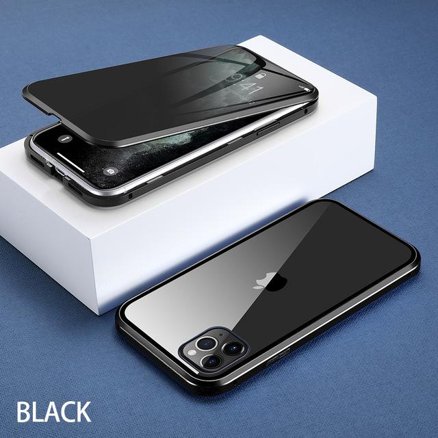 Magnetic Magsafe Anti-Spy 360 Protective Tempered Glass Transparent iPhone Case