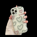Cute Love Heart Curly Wave Frame Soft iPhone Case