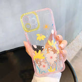 Cute Flower Floral Clear Soft Lens Protection iPhone Case