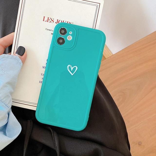 Love Heart Candy Color Soft Phone Case Back Cover for iPhone