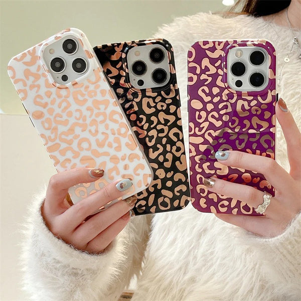 Cheetah Leopard Print Metal Button Clear Soft iPhone Case