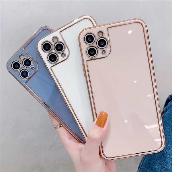 Luxury Solid Color Electroplating Soft Phone Case Back Cover for iPhone