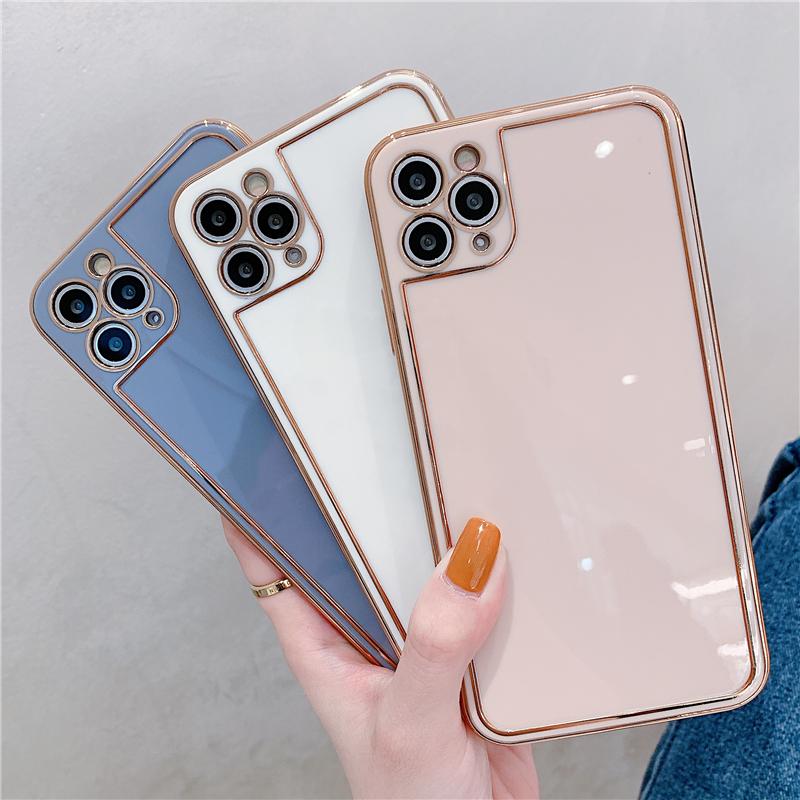 Luxury Solid Color Electroplating Soft Phone Case Back Cover for iPhone