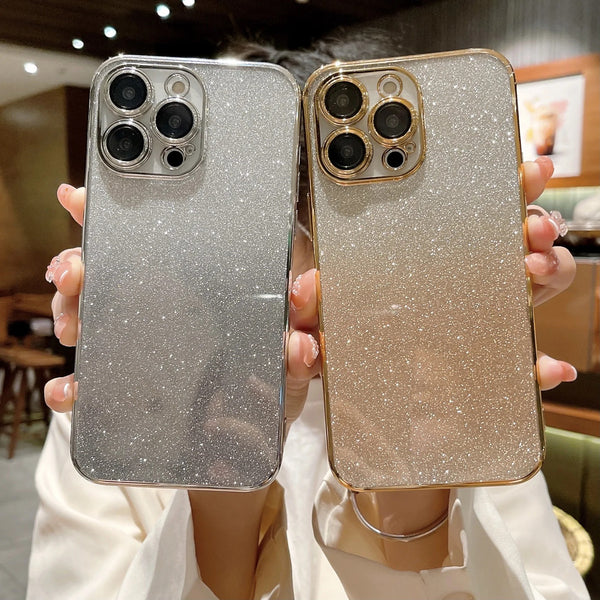 Gradient Glitter Bling Sparkling Clear Soft iPhone Case