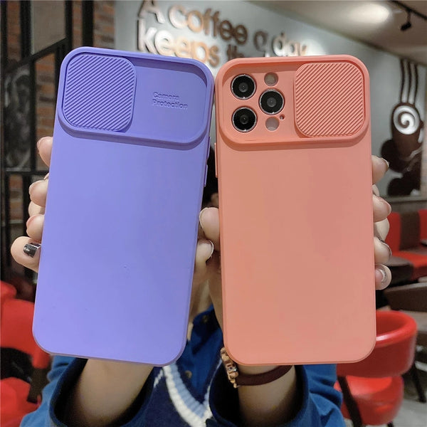 Candy Color Slide Camera Lens Protection Soft iPhone Case