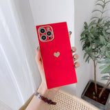 Electroplated Square Love Heart Shockproof Protective Soft iPhone Case