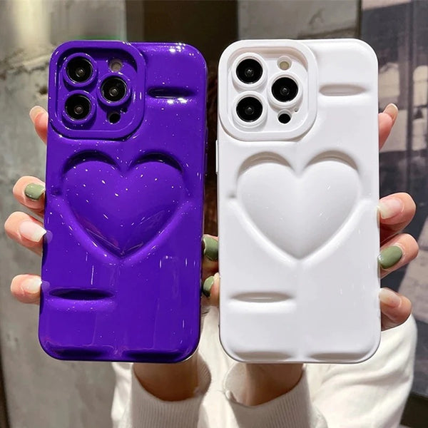 Cute 3D Love Heart Soft iPhone Case