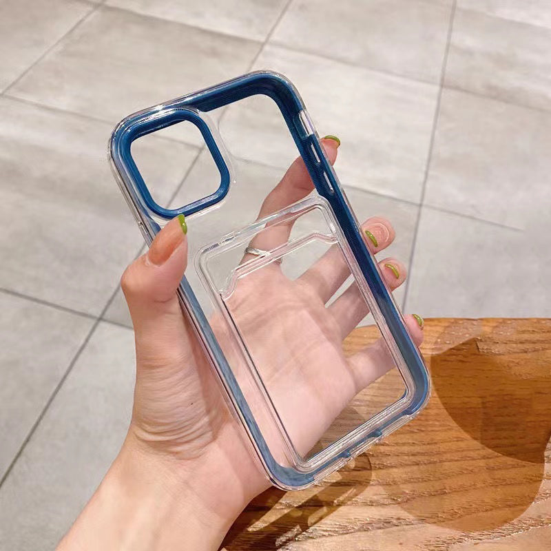 Candy Color Card Holder Shockproof Clear Soft iPhone Case