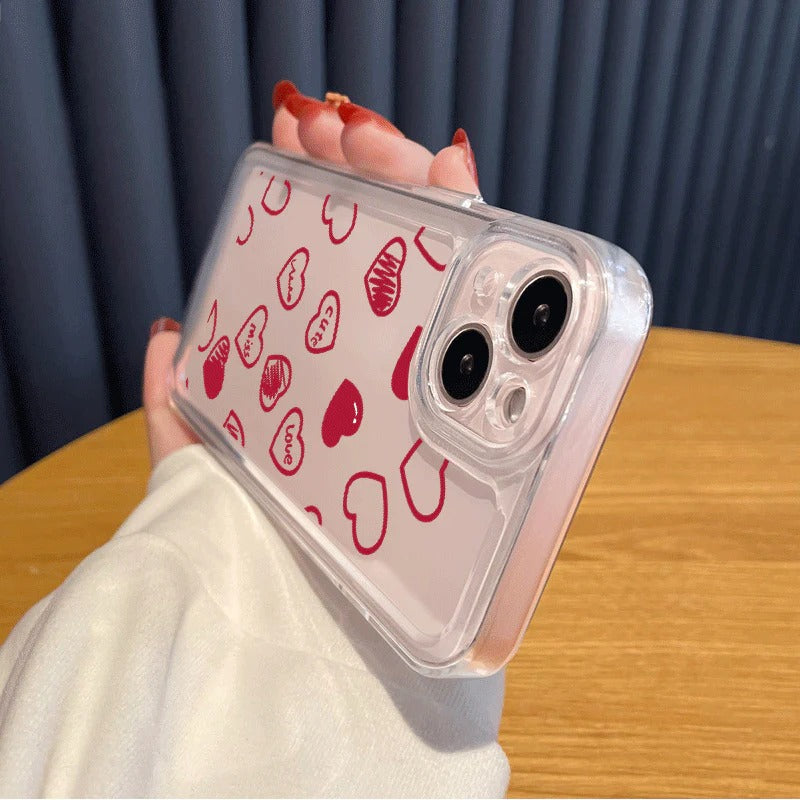 Cute Love Heart Clear Soft iPhone Case