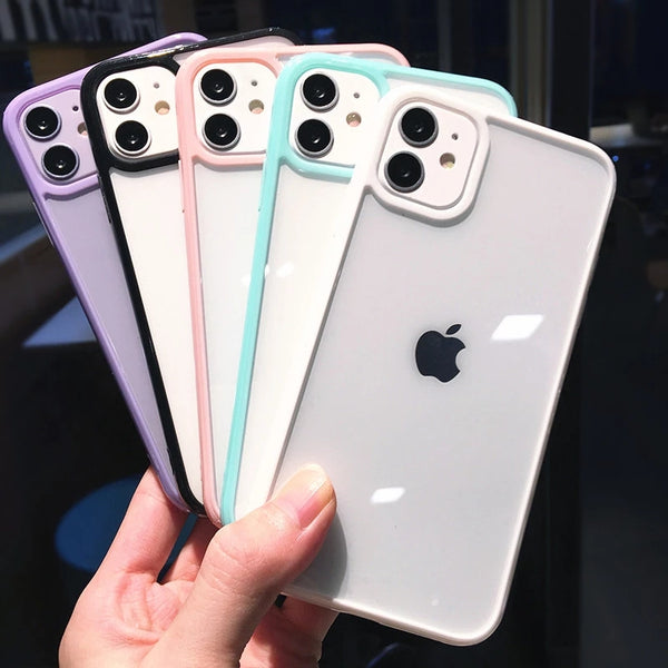 Acrylic Candy Color Border Shockproof Clear Soft iPhone Case