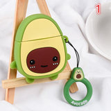Cartoon Avocado with Ring Lanyard AirPods Case