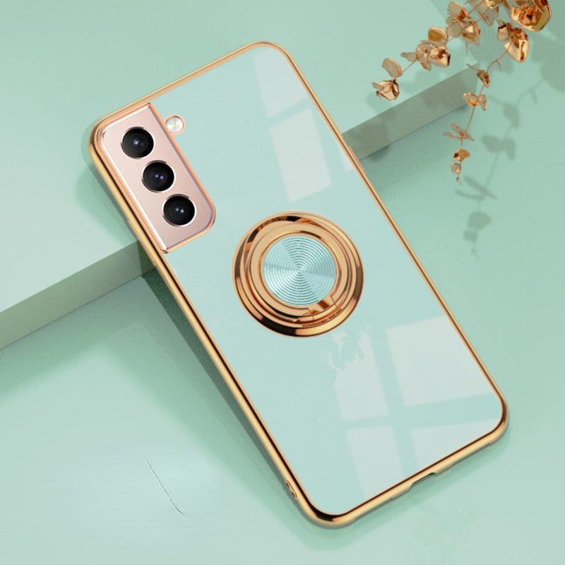 Plating Silicone With Ring Holder Stand Samsung Case