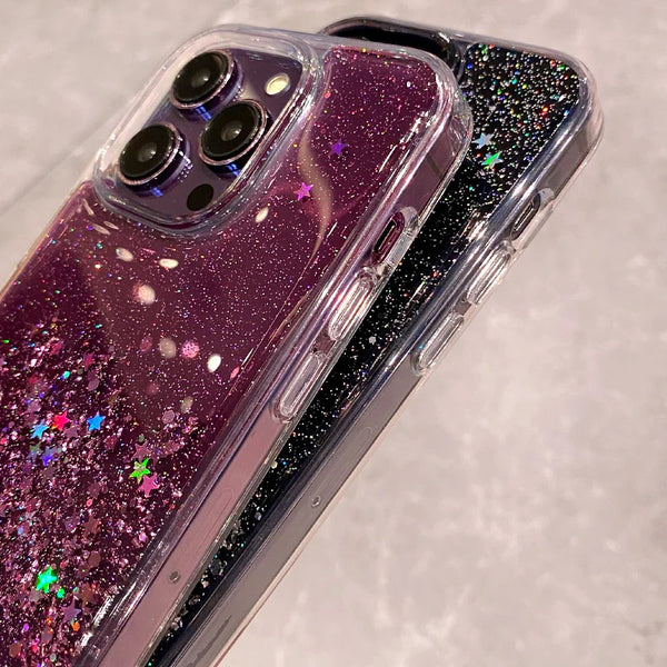Glitter Bling Sparkling Star Clear Soft iPhone Case