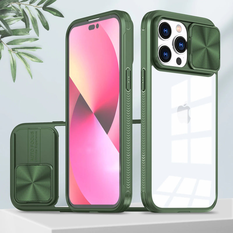 Colorful Slide Lens Camera Cover Protection Clear Soft iPhone Case