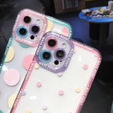 Cute Colorful Polka Dot Camera Lens Protection Clear Soft iPhone Case