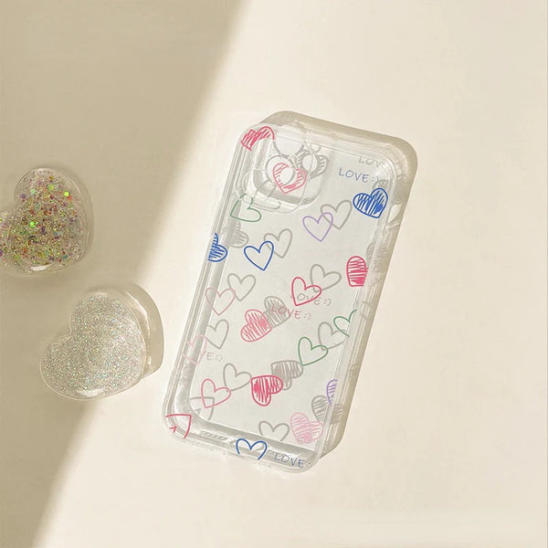 Cute Colorful Love Heart Clear Soft iPhone Case
