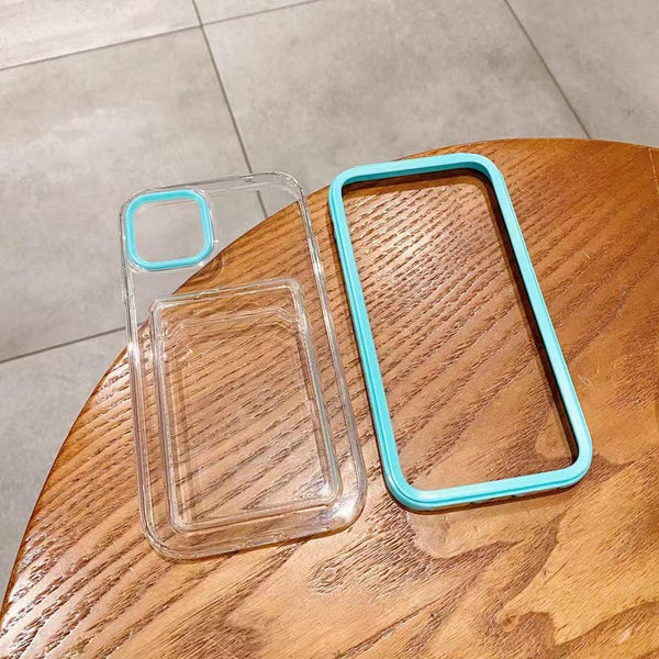 Candy Color Card Holder Shockproof Clear Soft iPhone Case