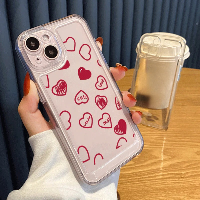 Cute Love Heart Clear Soft iPhone Case