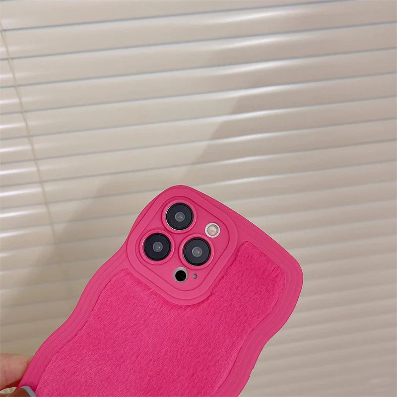 Fuzzy Furry Fluffy Plush Curly Wave Frame Soft iPhone Case