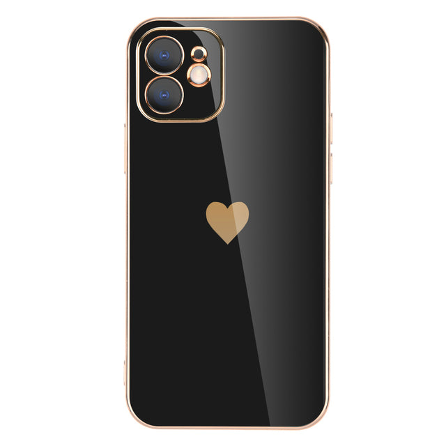 Cute Plating Love Heart Camera Lens Protection Silicone Soft iPhone Case