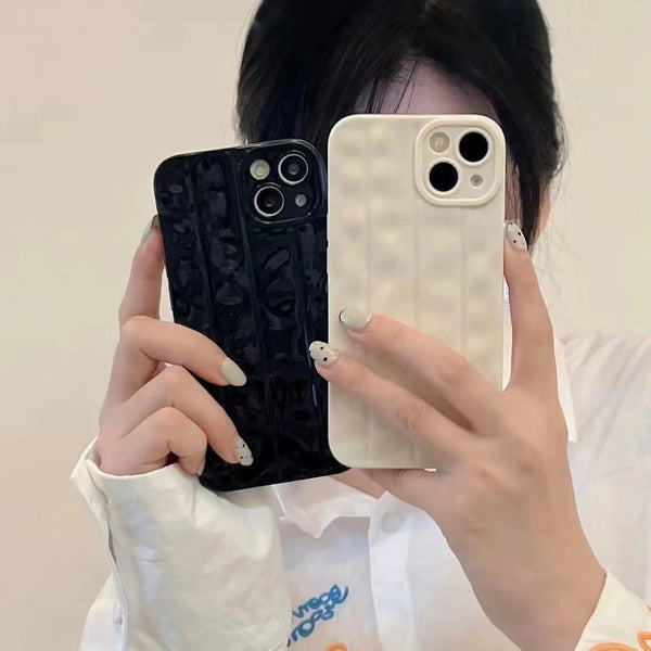 Solid Color Striped Silicone Soft iPhone Case