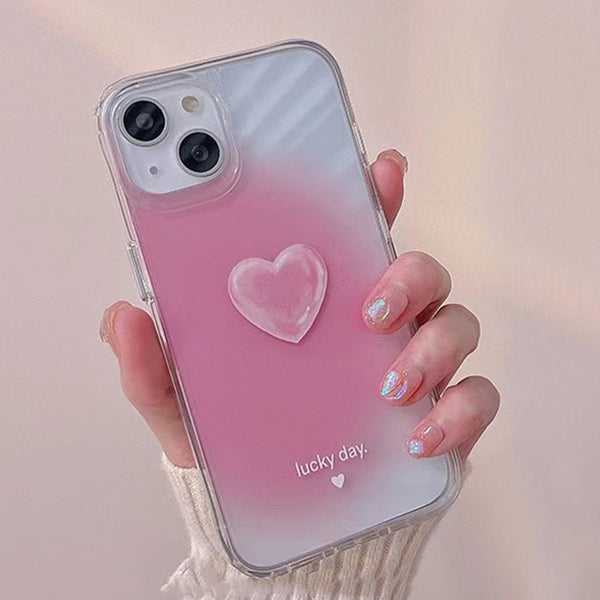 Love Heart Gradient Clear Silicone Soft Phone Case Back Cover for iPhone
