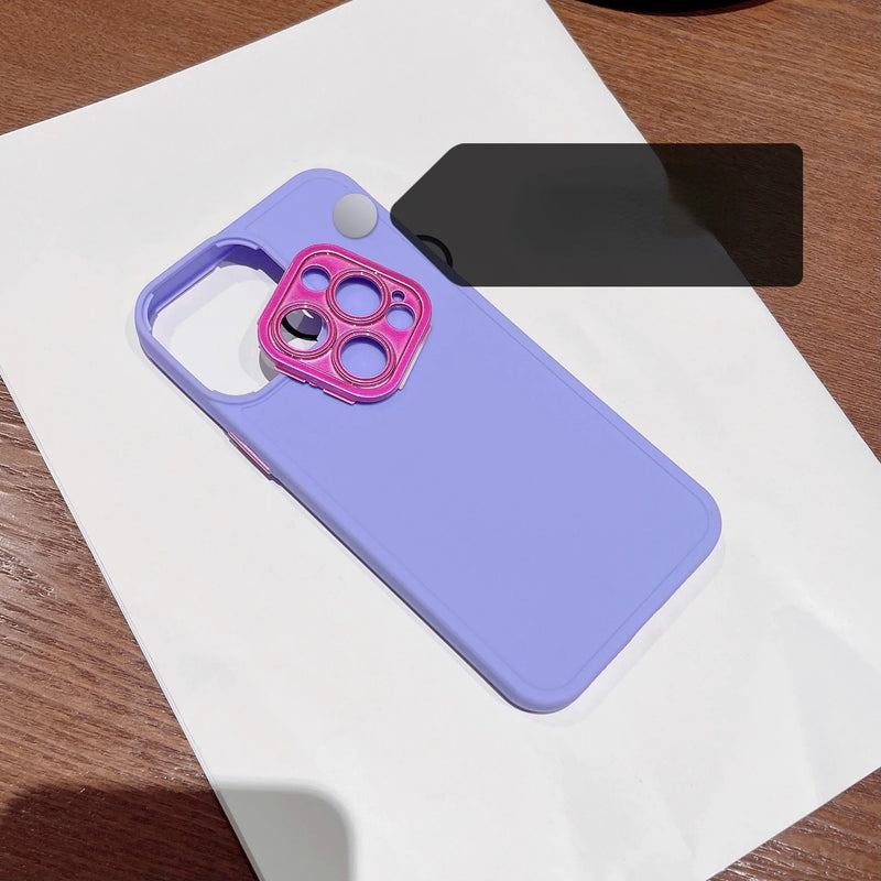 Candy Color Plating Camera Lens Protection Soft iPhone Case