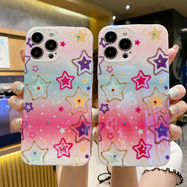 Glitter Bling Sparkling Colorful Star Soft iPhone Case