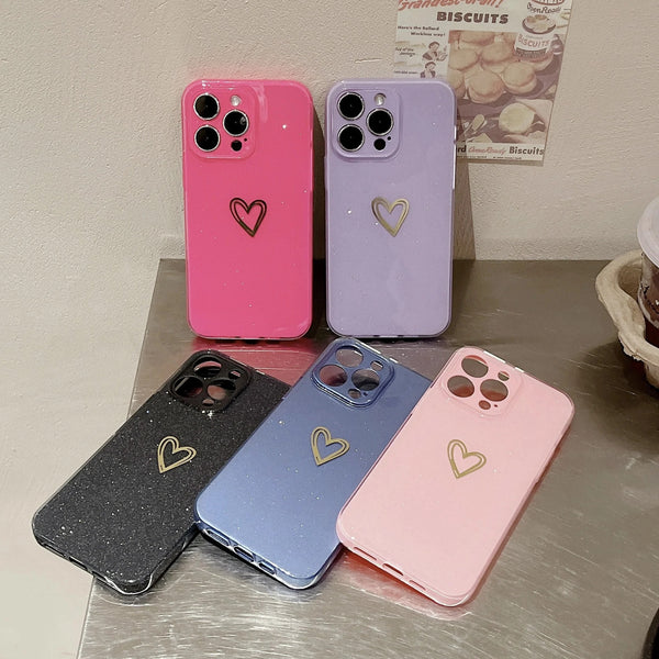 Cute Love Heart Glitter Bling Sparkling Clear Soft iPhone Case