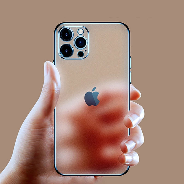 Luxury Square Frame Plating Clear Soft Phone Case Back Cover for iPhone