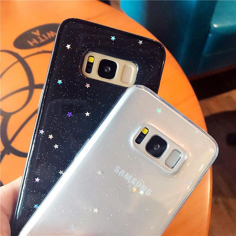 Glitter Sparkling Stars Transparent Soft TPU Samsung Case