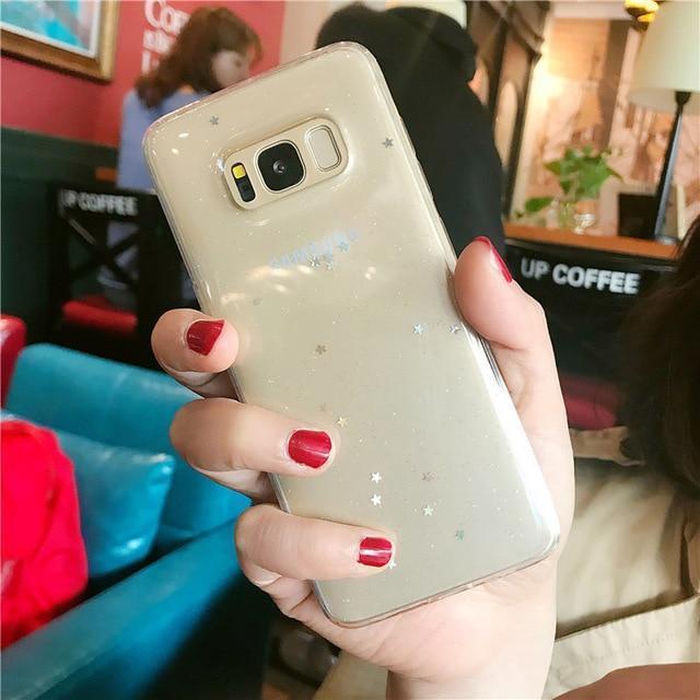 Glitter Sparkling Stars Transparent Soft TPU Samsung Case