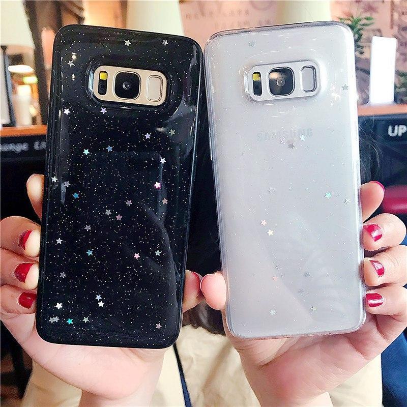 Glitter Sparkling Stars Transparent Soft TPU Samsung Case